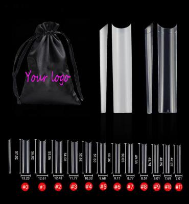 China 500pcs Design Acrylic French xxxl Half Cover No C Curve Nail Tips Straight Clear Nail Long Tapered Square Tips Gel Nails Kit for sale