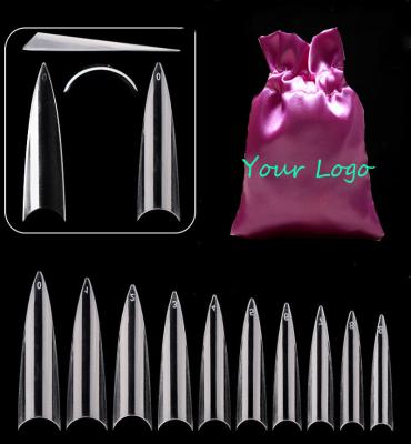 China 500Pcs Design 500Pcs Extra Long Point XXL Clear Fake Stiletto Nail Tips Acrylic Half Cover Nail Stiletto Tip for sale