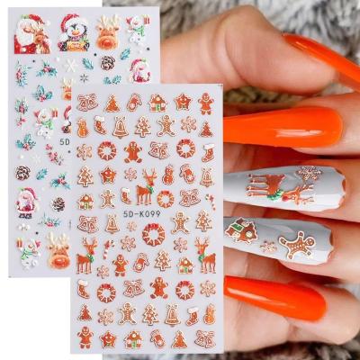 China Popular Nail Tips Amazon Hit Christmas Nail Sticker Self Adhesive Nail Art Decal 5d Stickers for sale