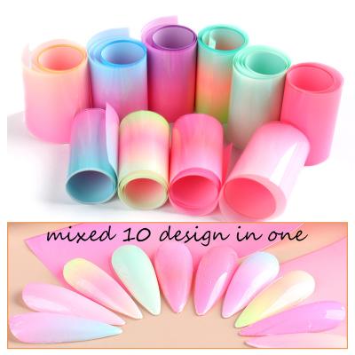 China Hot Popular Nail Tips New Custom Nail Stickers 4x100cm Glossy Transfer Foil For DIY Beauty Stained Sticker Nail Art Foil for sale