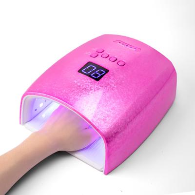 China Nail Art Beauty 2022 New OEM 48W Smart Digital Pink Light Hybrid Wireless Cordless UV Led Nail Treatment Gel Lamp Manicure Nail Dryer for sale