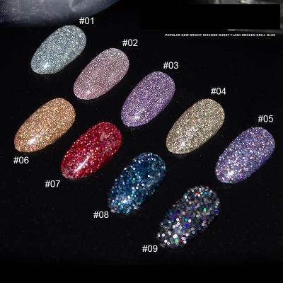 China Private Label New 15ml Nail Art Beauty Private Label Glitter Reflective Gel Disco Flashing Gel Effect Soak Off Nail UV Gel Polish for sale