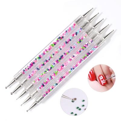 China UV Caviar 2 Way Brush Manicure Dot Point Dotting Pen Acrylic Nail Art Gel Drawing 5Pcs DIY Manicure Tool Kit Other Nail Painting for sale