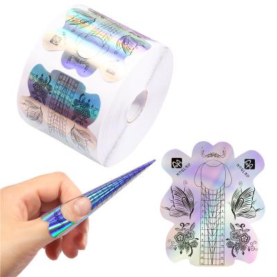 China Professional Nail Art DIY 300 Pieces OEM 1 Roll Design Nail Extension Thick Paper Forms for sale