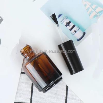 China 10ml cosmetic empty glass nail polish bottles, small round square glass bottle for nail polish, amber nail polish glass bottles for sale