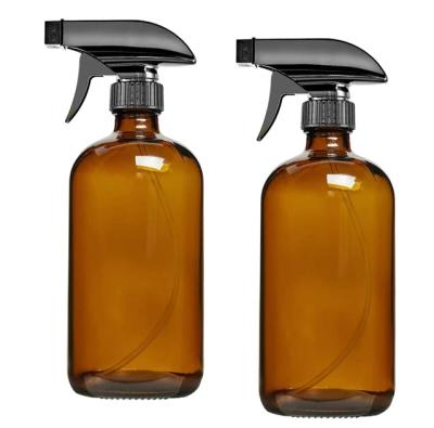 China Household Products 500ml Morden Disinfect Empty Amber Glass Trigger Spray Spray Bottles for sale