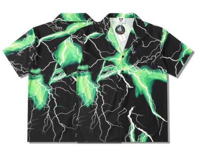 China Anti-pilling street 2021 lightning PRINT front use short sleeve shirt for men for sale