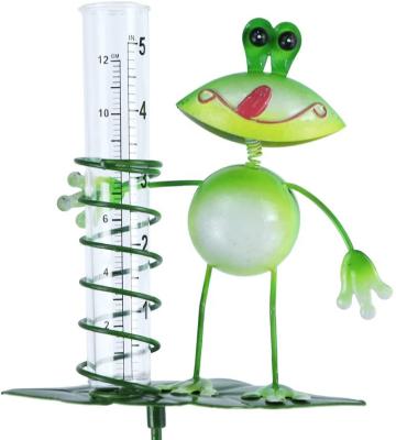 China Hot Sales Europe Metal Frog Outdoor Handmade Cartoon Rain Gauge Animal Decoration For Yard Garden Lawn for sale