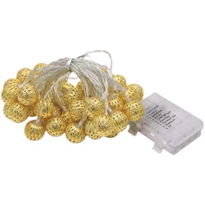 China Metal Iron Morocco Gold Halloween Ball Lamp Battery Usb Christmas Lighting Residential Wholesale Christmas Decoration Led String Lights for sale