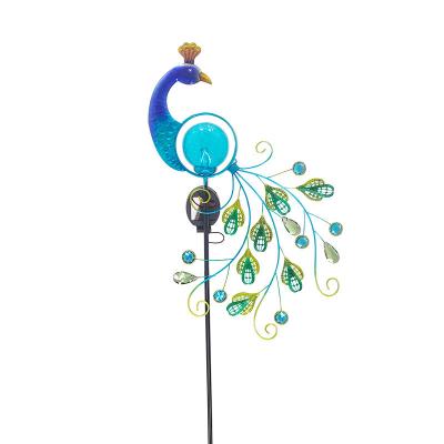 China Outdoor Eco-Friendly Materials Garden Metal Solar Lighted Peacock Stake Lights For Walkway Lawn Patio Decorations for sale