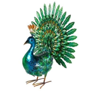 China Outdoor Eco-friendly Blue Peacock Open Statue Metal Amazon Materials Solar Garden Light for Lawn Yard Balcony Decoration for sale