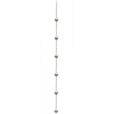 China Retro Unique 251Cm Minimalist Rain Chain With 6 Lotus Shaped Metal Cups For Outdoor Garden Patio Decor for sale