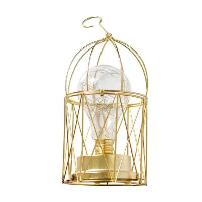 China Modern Bedroom Table Reading Lamp Birdcage Iron Metal Living Home Indoor Decoration Lighting Led Bulb Baby Night Lights for sale