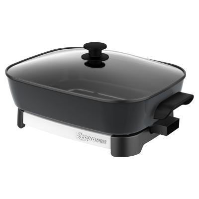 China Hotel 2200w Lid 7L Multi Glass Electric Pan Grill Pan Nonstick Coating Hot Pot for sale