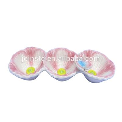 China Viable Flower Shape Hand Painting Ceramic High Quality Dish Dish Candy Flower Custom Dip Dish for sale