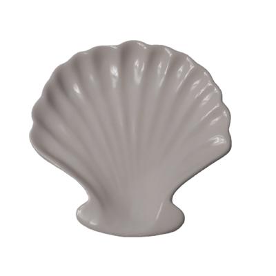 China Simply Scallop Shell Ring Dish, White Handmade Ceramic Jewelry Trinket Dish Ring Dish Holder, Home Decor for sale