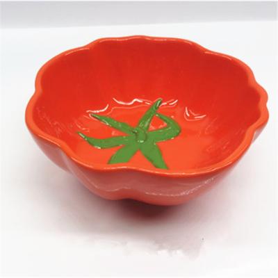 China 1pc Viable Ceramic Salad Bowl Tableware Snacks Dish Dessert Bowl Tomato Shaped Cartoon Fruit Serving Bowl for sale