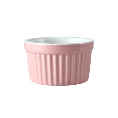 China Sustainable Ceramic Souffle Baking Bowl Pudding Bowl , Oven Bakeware Dessert Bowl for sale