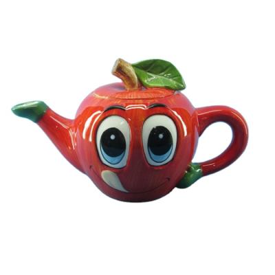 China Sustainable Custom Ceramic Teapot Set, Apple Fruit Shape Teapot, Red for sale