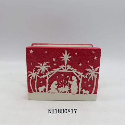 China Factory Wholesale Christmas Holiday Wedding Red Ceramic Napkin Holders Ceramic for sale