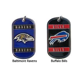 China Zinc Alloy Cast Metal Dog Tags With Embossed And Color Filled NFL Team Logos for sale