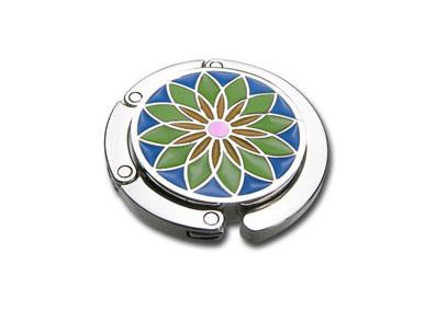 China Creative Design Metal Bag Hanger With Hard Enamel Coloring Or Printed Crystal Dome for sale