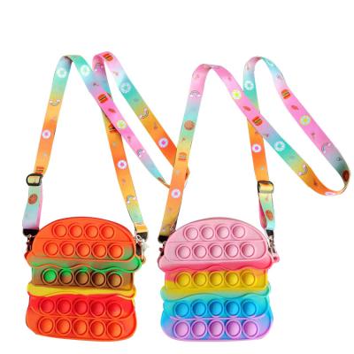 China New Novelty Design Hamburger Shape Silicone Busty Person Coin Purse Bustle Toys Cross Purses - Body Bag for sale