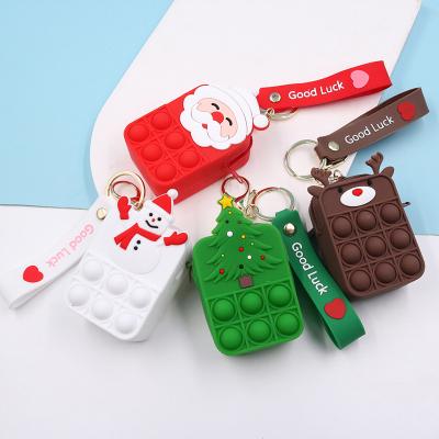 China Christmas Newcomer Christmas Gifts Children Poping It Small Wallet Children Squeeze Bubble Buster Mini Coin Purse Christmas Bag Key Chain Purse for sale