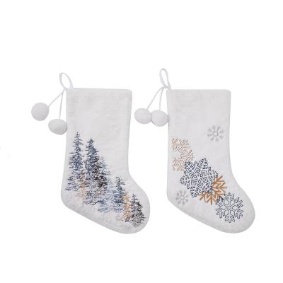 China Monogrammed Embroidered Home Christmast Ornament Christmas Stocking Decoration Stocking Gift Bags for sale