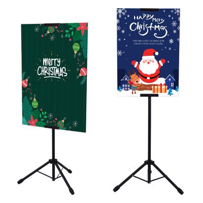 China Wholesale Double Iron Metal Poster Adjustable Side Tripod Display Hanging Poster Stand 120-200CM for sale