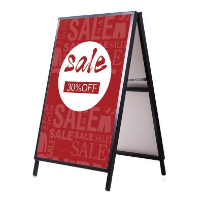 China Outdoor Portable Advertising Sign Display Iron A-frame Sidewalk Sign Double Sided Sidewalk Sign Poster Stand for sale