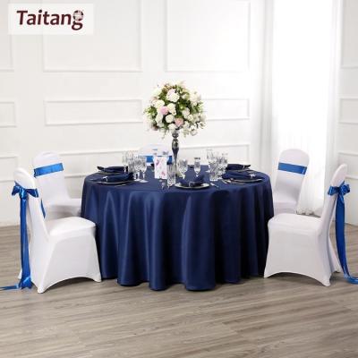 China Taitang Customized Customized Logo Size Elegant Dining Round Tablecloths Wedding Table Covers Wedding Navy Blue Round Table Cloth for sale