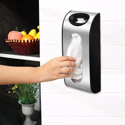 China Wall Mount Waste Bag Storage Box Plastic Bag Collector In Kitchen Wall Mounted Convenient Bag Pull-Out Type for sale