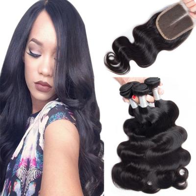 China Loose Weave Lace Closure Peruvian Virgin Human Hair Weave With Closure 4X4 for sale