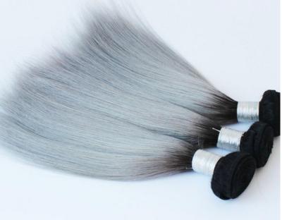 China Pelo brasileño recto de la Virgen del gris de plata de Ombre de las extensiones naturales del cabello humano en venta