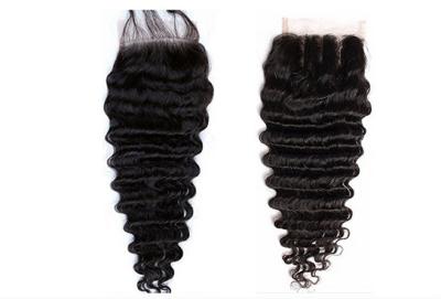 China Long Lasting Deep Wave Lace Top Closure Hair Ear To Ear No Mixture for sale