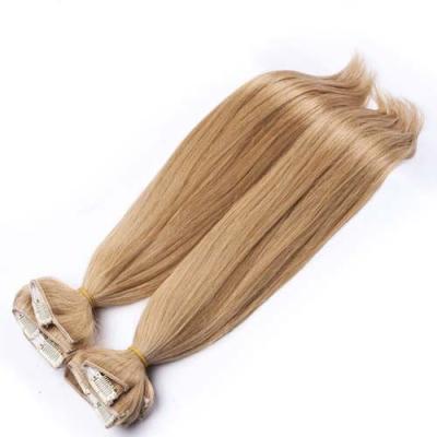 China Brazilian Straight Clipped In Hair Extensions Golden Blonde For Woman for sale