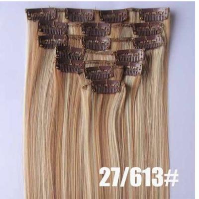 China Colored Clip In Synthetic Hair Extensions Fake Hair Wigs For White Women for sale