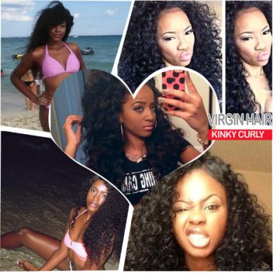 China Soft Kinky 100% Brazilian Curly Hair Weave Natural Color For Dream Girl for sale