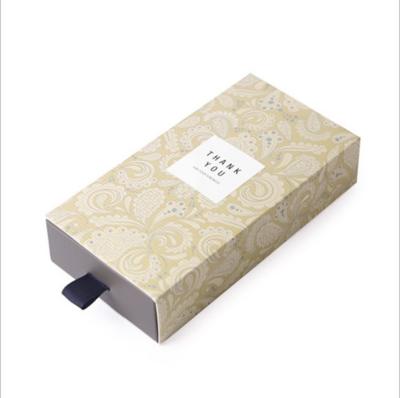 China Recycled Materials Custom Printing Hard Rigid Cardboard Slide Box With Ribbon Rope Sleeve Drawer Box For Candy for sale