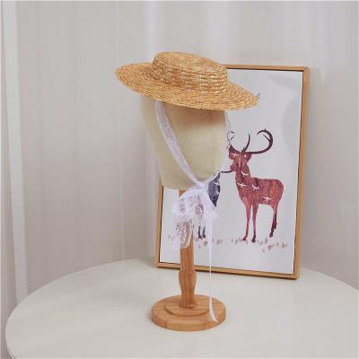 China Picture flat shorts brimmed straw woven DIY straw hat female straw hat handmade pastoral sliver flower bud travel travel photo shoot white for sale