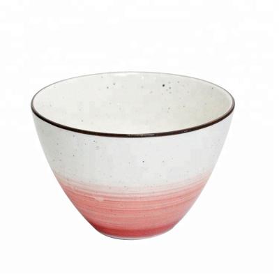 China Viable custom printed korean style porcelain deep personalized ceramic bowl with black rimmed for sale