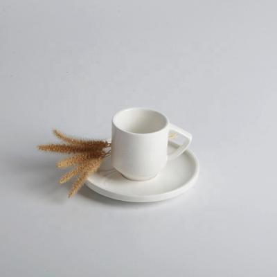 China New Sustainable High Grade 85ml Bone China Slim Espresso Coffee Cup With Saucer for sale