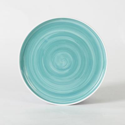 China Viable Wholesale Tableware Green Bulk Pasta Dish Cheap Porcelain Dinner Dishes For Restaurant for sale