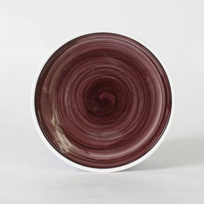 China Sustainable Purple Spiral Ceramic Pasta Steak High Grade Ware Serving Dishes For Restaurant for sale