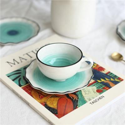 China Disposable Coffee Drinkware Star Series Printed Inside Ceramic Espresso Coffee Cup With Saucer for sale