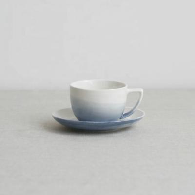 China 220ml Sustainable Hand Painting Ceramic Tea Cup With Saucer for sale