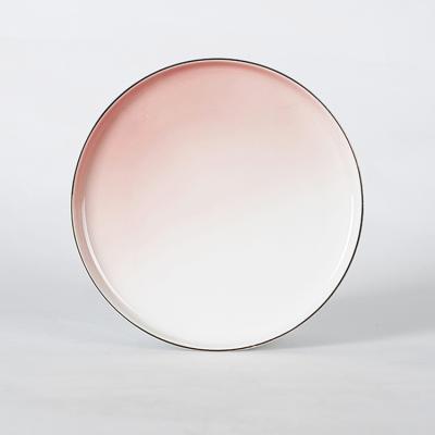 China Viable Pink Bulk Custom Logo Restaurant Cheap Ceramic Dinnerware Dishes for sale