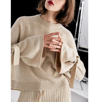 China New Design Anti-wrinkle Girl Knitting Long Sleeve Cashmere Crewneck Sweater Women for sale