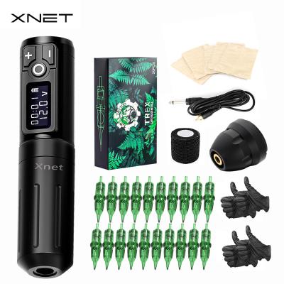 China Professional Wireless Rotary Tattoo Pen Body Tattoo XNET Tattoo Machine Full Set Rca Kit With 20pcs Tattoo Needles for sale